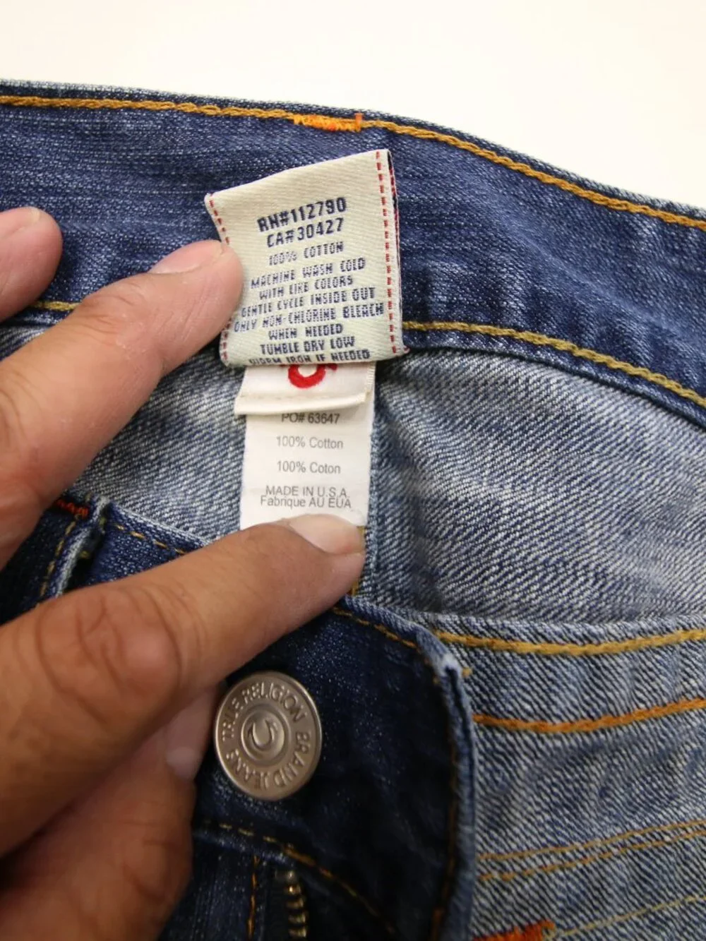 True Religion Ricky Flap Pocket Mens Blue Jeans 33 Made in USA